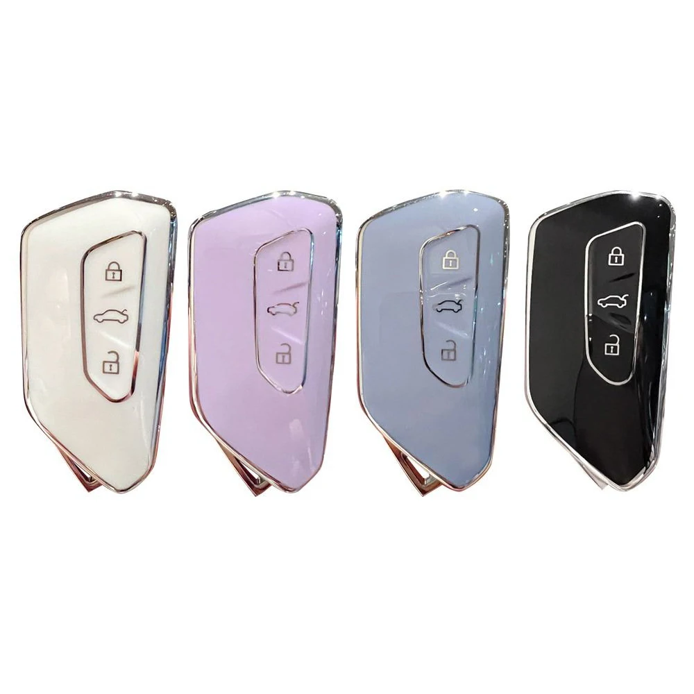 3Button Remote Key Case Soft TPU Car Key Case Full Protection Key Case Cover for VW Volkswagen/Golf 8 MK8 ID.3 ID.4 /Cupra/Skoda