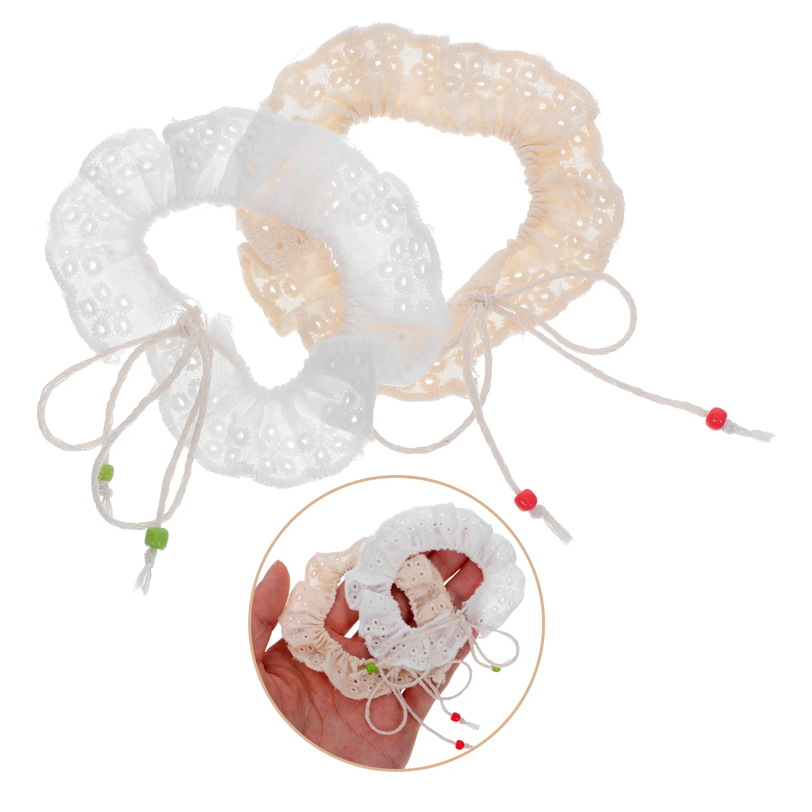 

4Pcs Lace Floral Fake Collar for Small 10-17Cm Vintage Style Ruffled Collar Comfortable Fit DIY Wardrobe Decoration