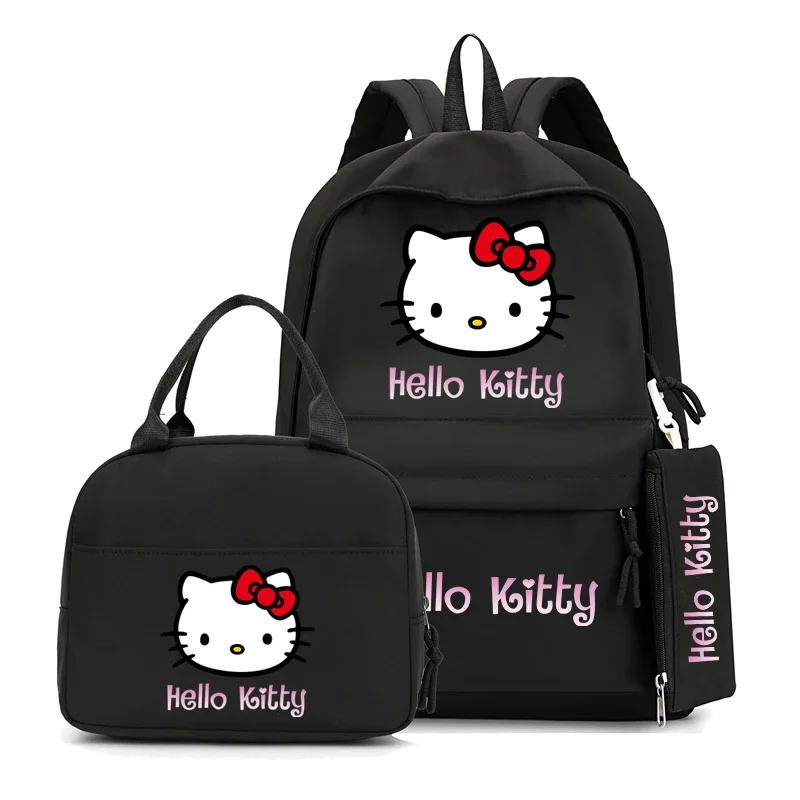 3Pcs/set Sanrio Hello Kitty Backpack with Lunch Bag for Women Student Teenagers School Bags Comfortable Travel Sets Rucksack