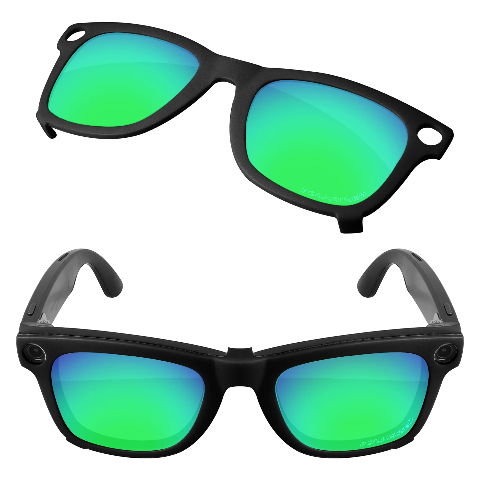ELuxonsight Polarized Clip-on Sunglasses Clip onto Black for Ray-Ban Meta Wayfarer RW4008 53mm & Gen 2 RW4012 Large 53-22