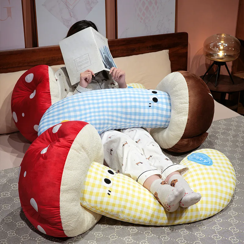 Juguetes de peluche de setas de peluche, almohada abrazable de gran tamaño, planta suave rellena, estilo seta, sofá, almohada para el suelo, cojín trasero, decoración del hogar