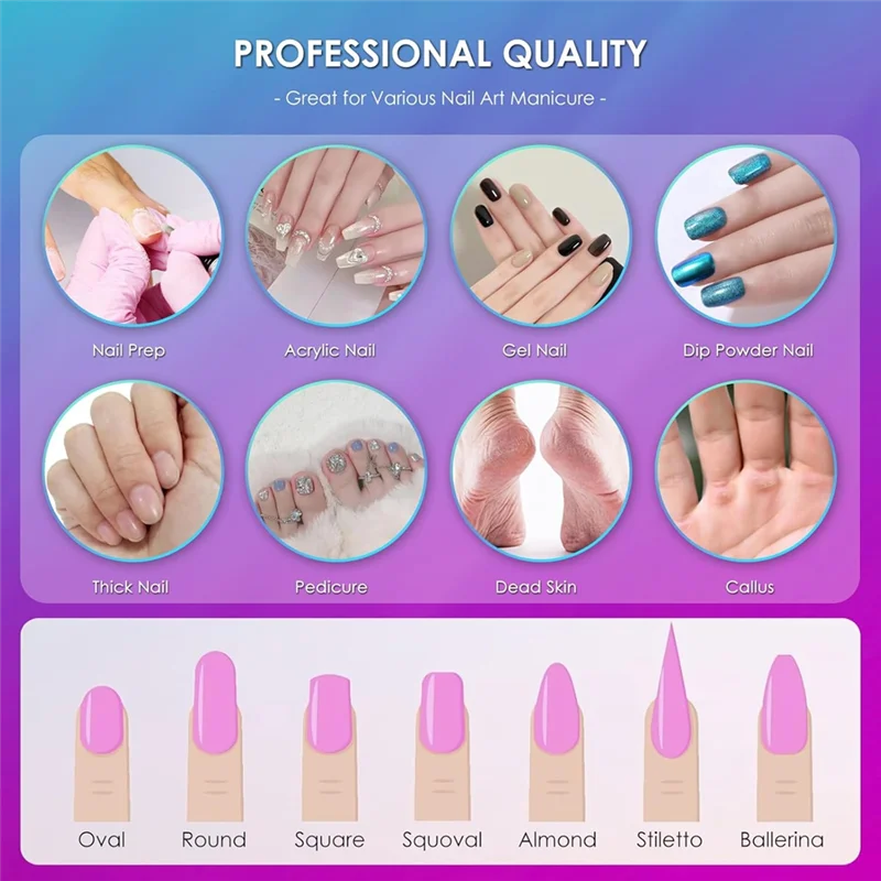 

AAAN-Nail Drill Bits Set Safety Bits For Nail Drill,For Acrylic Tech Manicure Pedicure