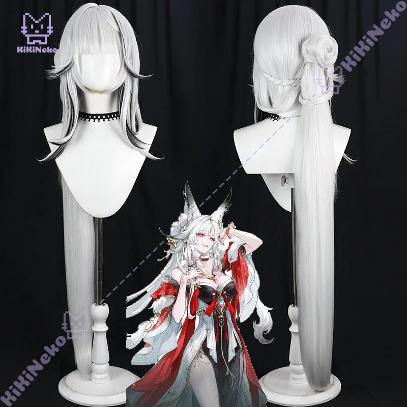 Game Wuthering Waves Hsin Cosplay Wig Silver White Detachable Hair Bun For Halloween Comicon Party Adult Women Men