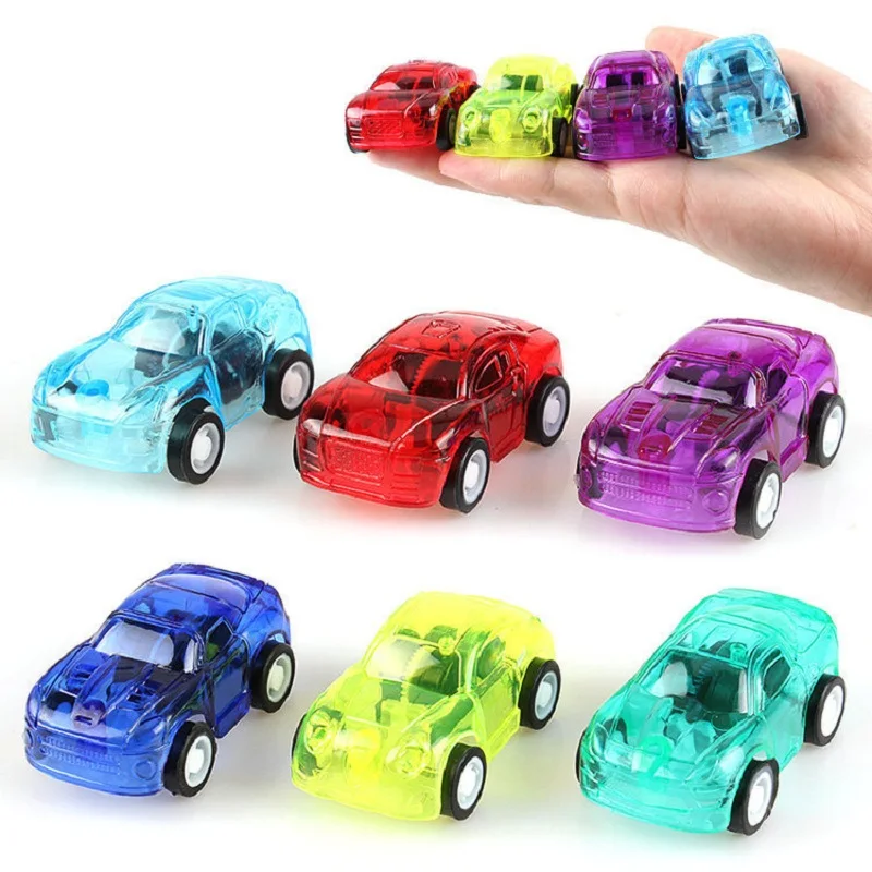 12Pcs Favor Car Toys Pull Back Race Car Mini Treasure Box Cars Carnival Prizes Goodie Bag Plastic Vehicle Fillers for Kids Party