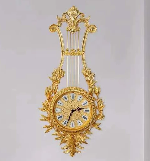 

DUTRIEUXЕвропейские роскошные позолоченные медные настенные часы для дома, отеля, стерео настенные часы, классические настенные часы в стиле скрипки