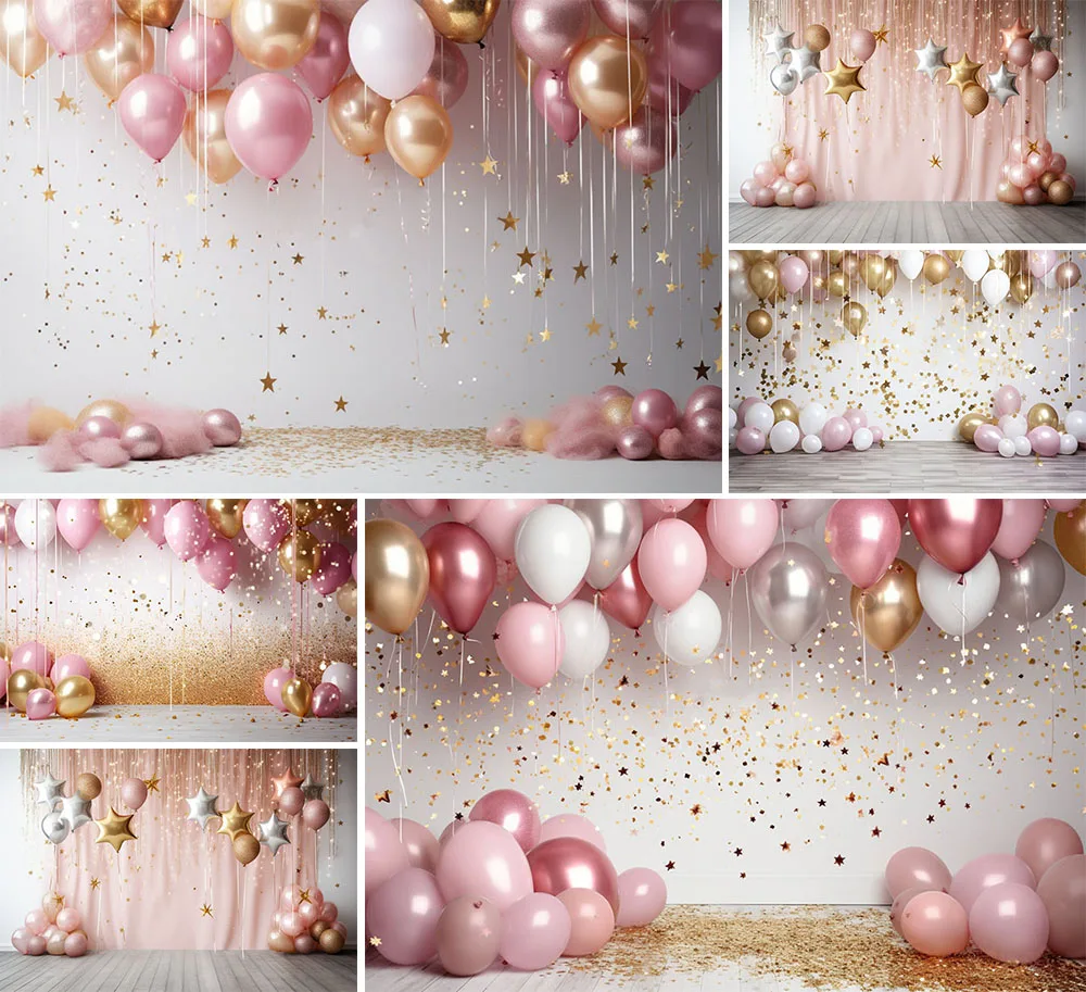 Mehofond Photography Background Glitter Wall Pink Balloons Child Birthday Party Cake Smash Portrait Decor Backdrop Photo Studio