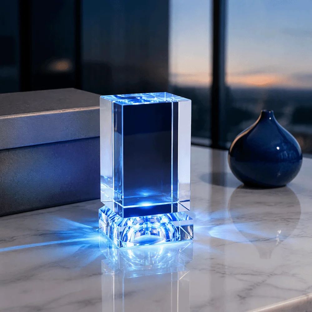 High-Transparency K9 Crystal Cube Clear Crystal Blank Surface Crystal Square Block Colorful LED Light Base Optical Crystal