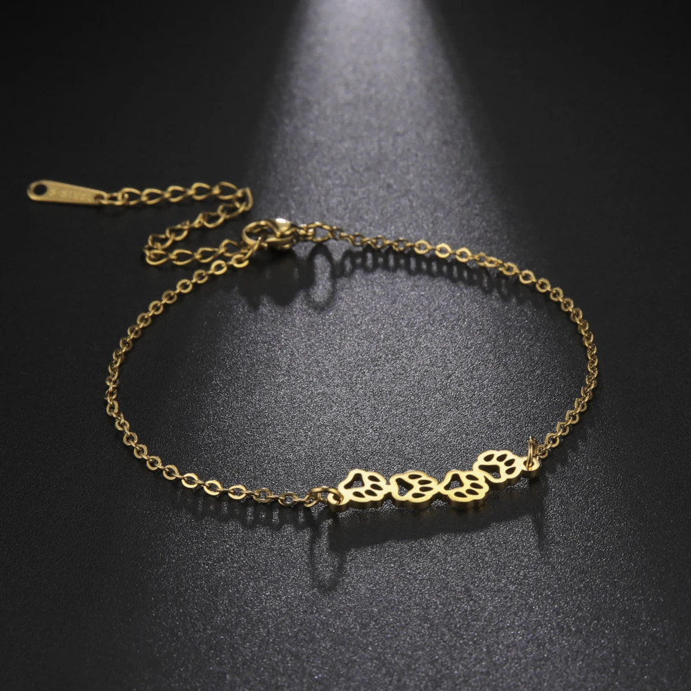 Animal Footprint Pendant Bracelet Fashion Women\'s Charm Bracelet Stainless Steel Bracelet for Girl Jewelry Gift