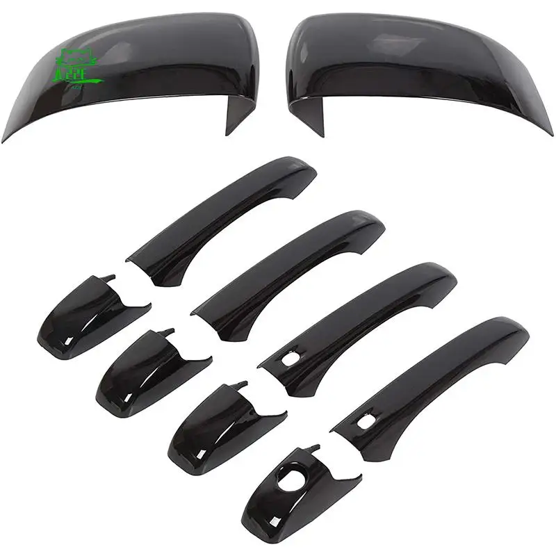 

A22E-Black Mirror Covers + Door Handle Covers For 2011-2020 Jeep Grand Cherokee Dodge Durango