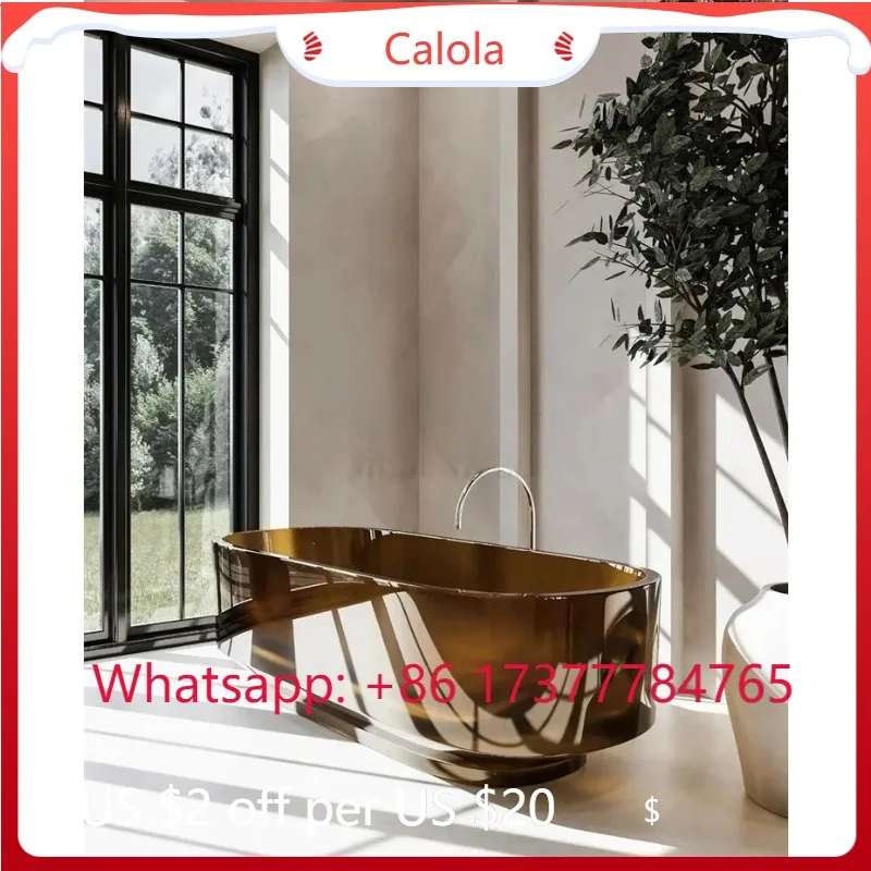 Amber Transparent Resin Freestanding Bathtub for Hotel Villa Clubhouse Double Adult Use