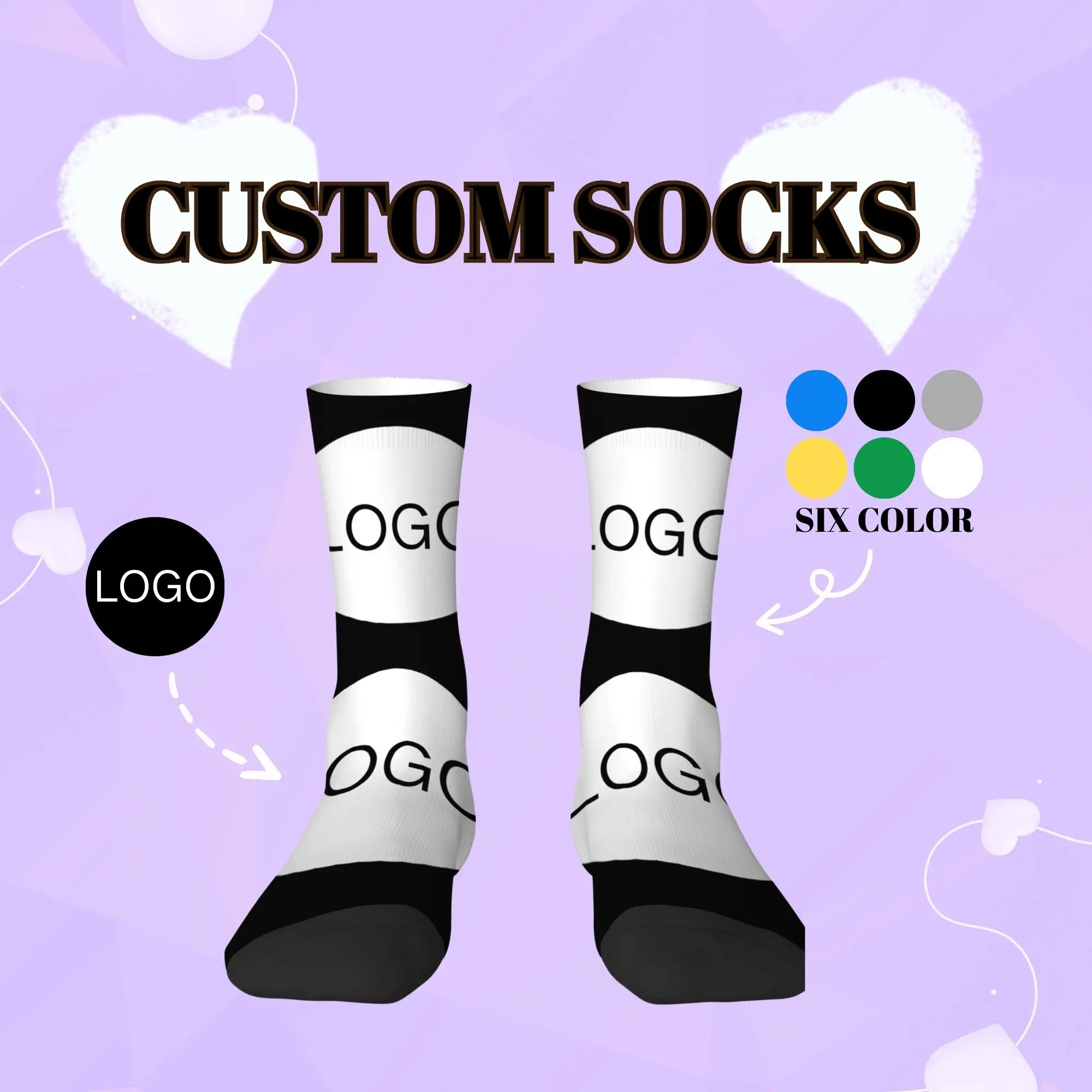 Business Logo Customized Socks Personalized Logo Photo Pattern Print Various Color Socks Unique Memory Gifts for Colleagues
