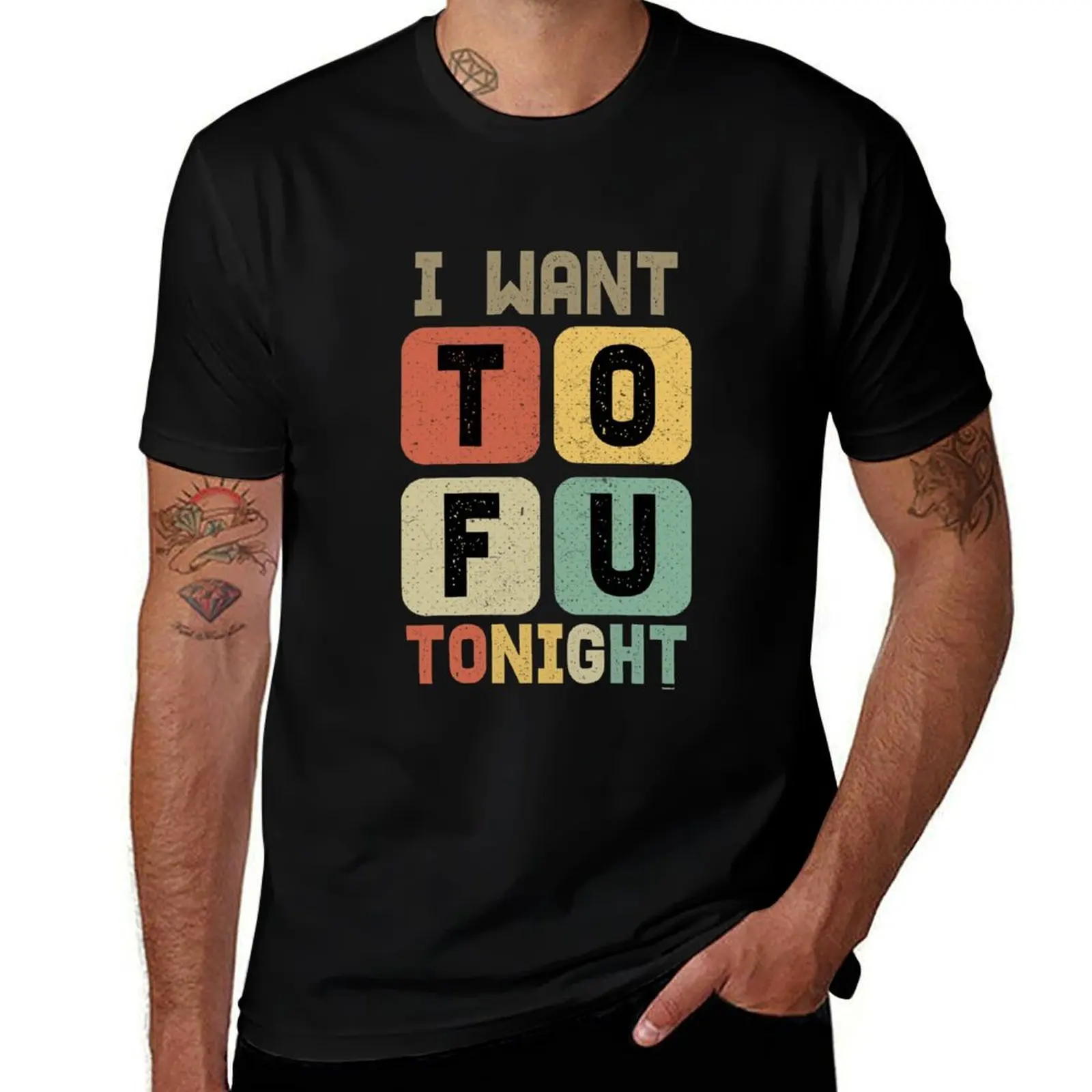 

for shirts cotton t-shirt package TOFU Tonight t T-Shirt black t funny shirts I plain man men Want man cotton for