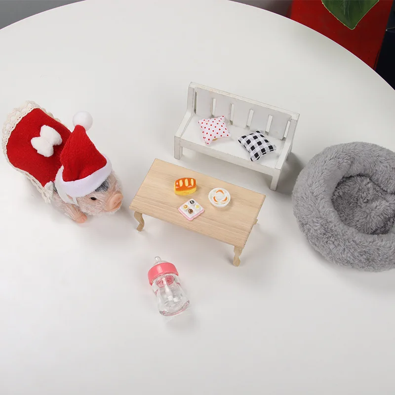 シミュレーションリボーンドール子豚ソフトシリコーン赤ちゃん豚人形おもちゃボディ毛深い豚の装飾クリスマスギフト子供教育ペットおもちゃ