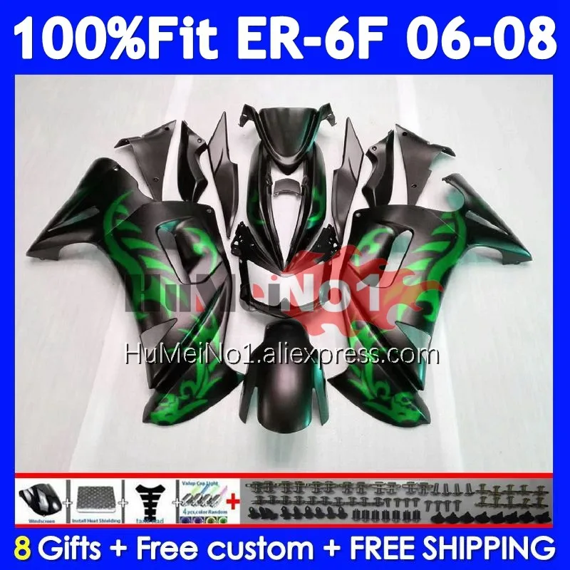 Injection Body For KAWASAKI NINJA 650R Matte green ER6 F 650 R ER 6 F 245No.20 ER-6F ER 6F ER6F 06 07 08 2006 2007 2008 Fairing