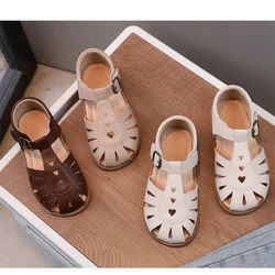 Sandals for Baby Girls Summer Cut-Outs Heart-shaped Lolita Princess Shoes Fashion Children's beach Sandals Kids Garden Shoes