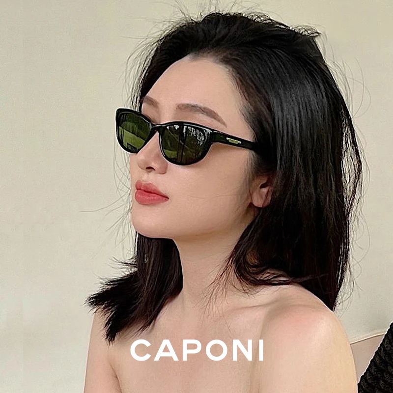 CAPONI Polarized Sunglasses For Women New Fashion Oval Cat Eye Stylish Eyewear UV400 Protection Brand Designer Shades CP7560