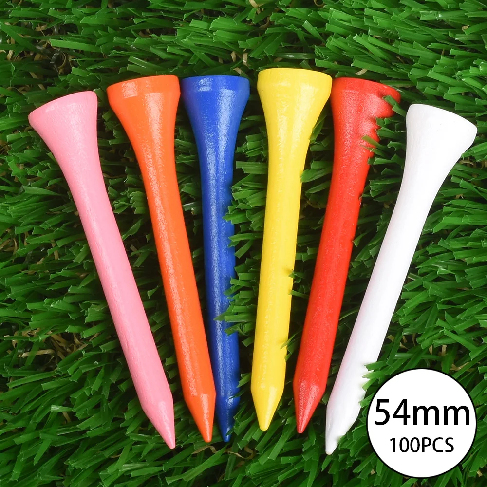 100Pcs Golf Wood Tees Mixed Color Golf Tee Wooden Supplies Accessories