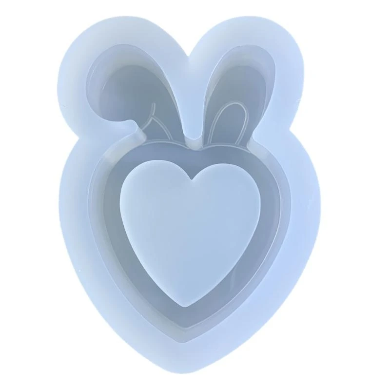 Rabbit Ears Ornament Silicone Epoxy Mold DIY Keychain Pendant Jewelry Crafting Mould for Valentines Gift
