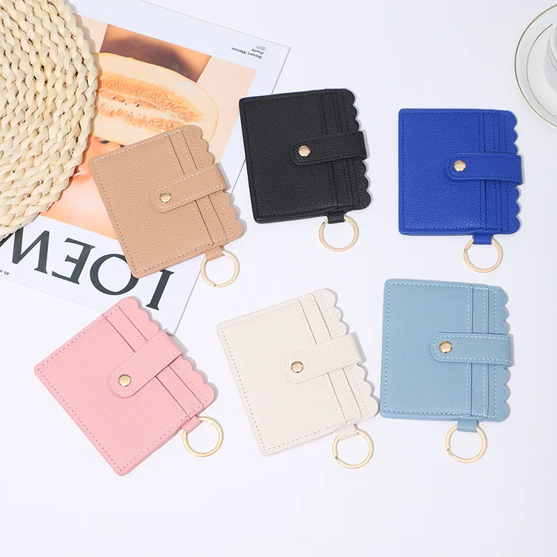 Nieuw Binnen Hoge Kwaliteit Eenvoudige Lederen Casual Effen Kleur Kaarthouders Vrouwen Ritssluiting Portemonnee Meisjes Mini Key Card Tas Cadeau