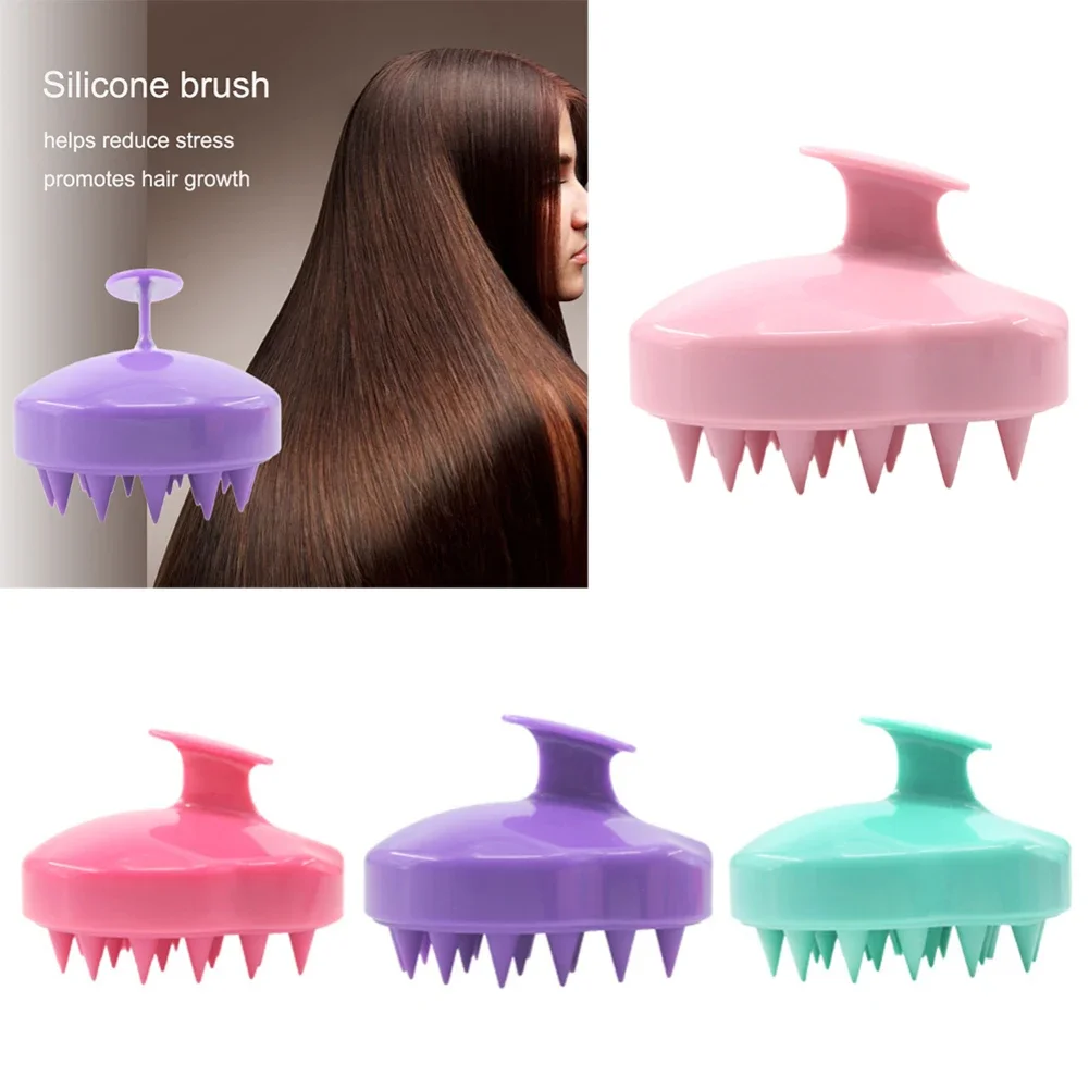 

5 Colors Handheld Silicone Scalp Shampoo Massage Brush Washing Shower Hair Comb Mini Head Meridian Massage Comb