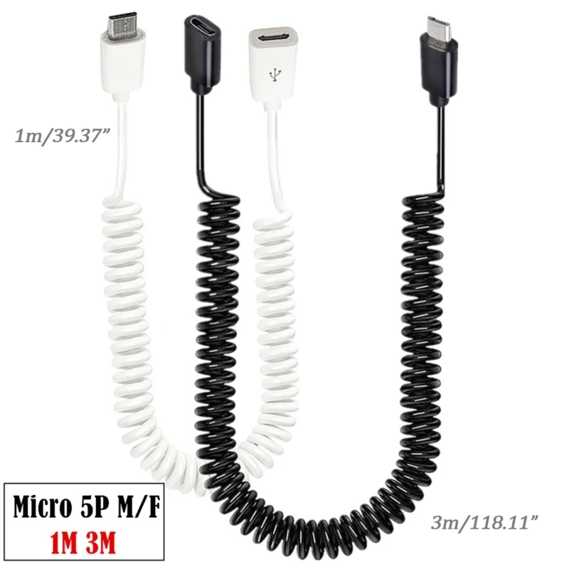 K1AA Micro USB Fêmea para Micro USB Macho Extensão Carga Fio Dados Plug and Use