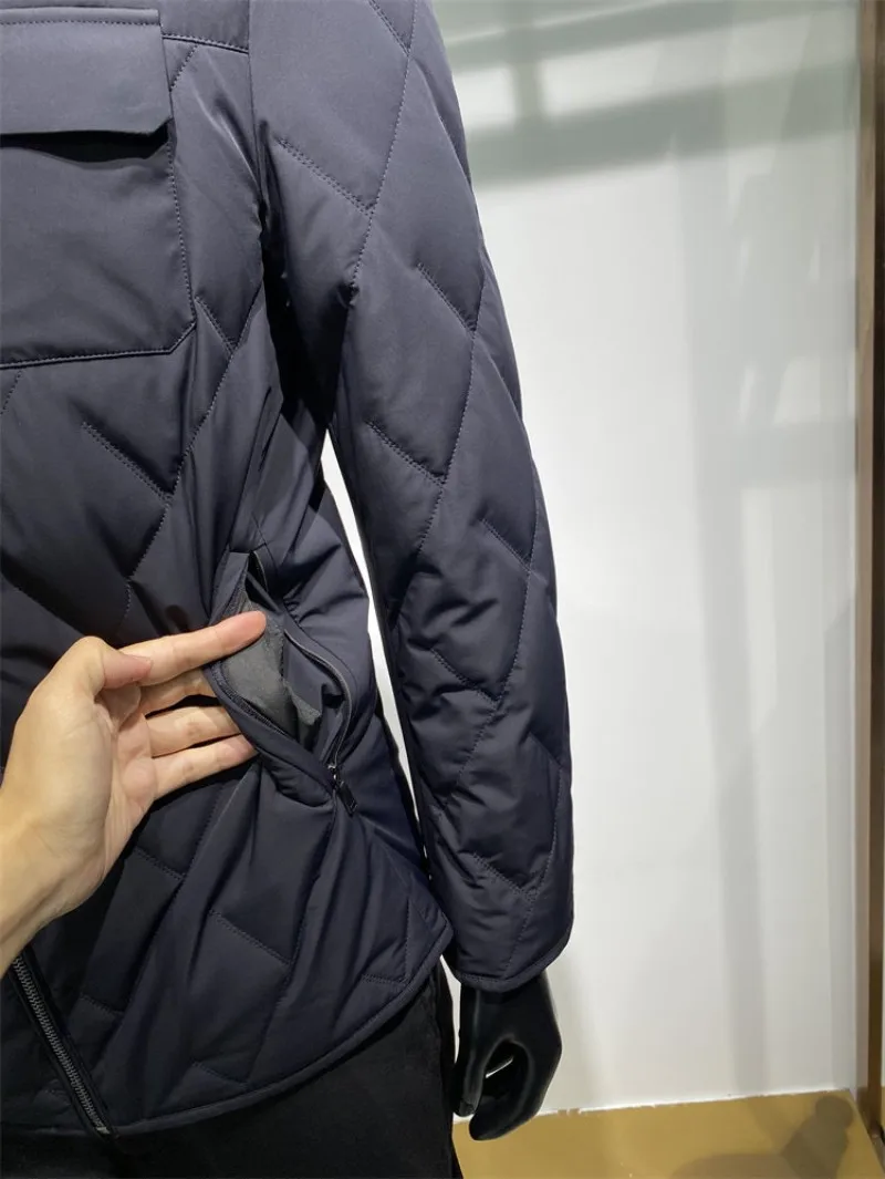 Autumn Winter Mens Thin Down Jacket Leisure Zipper Male Turndown Collar Duck Down Coat Business Gentlemen Long Sleeve Outerwear