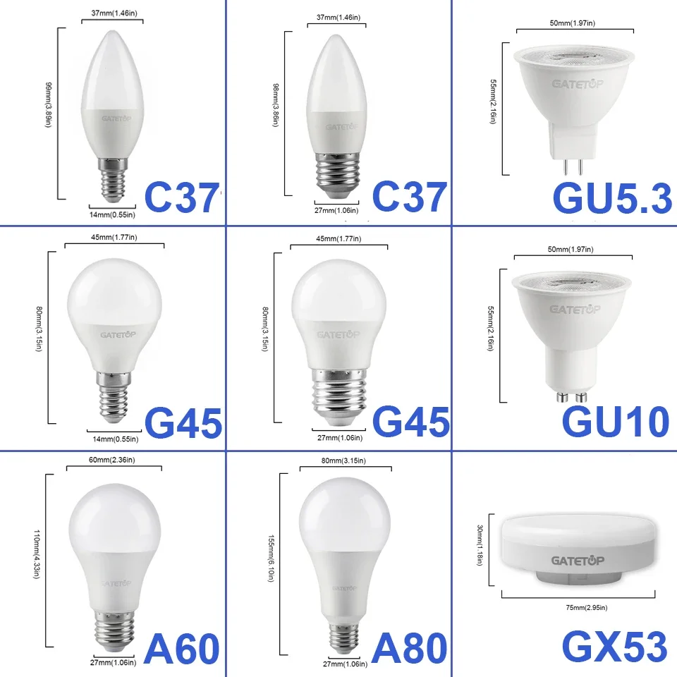 2PCS Led Spotlight GX53 MR16 AC100-240V Downlight Bulb E27 E14 Spot GU5.3 GU10 Lamp Lighting Indoor Home Decoration Bombillas