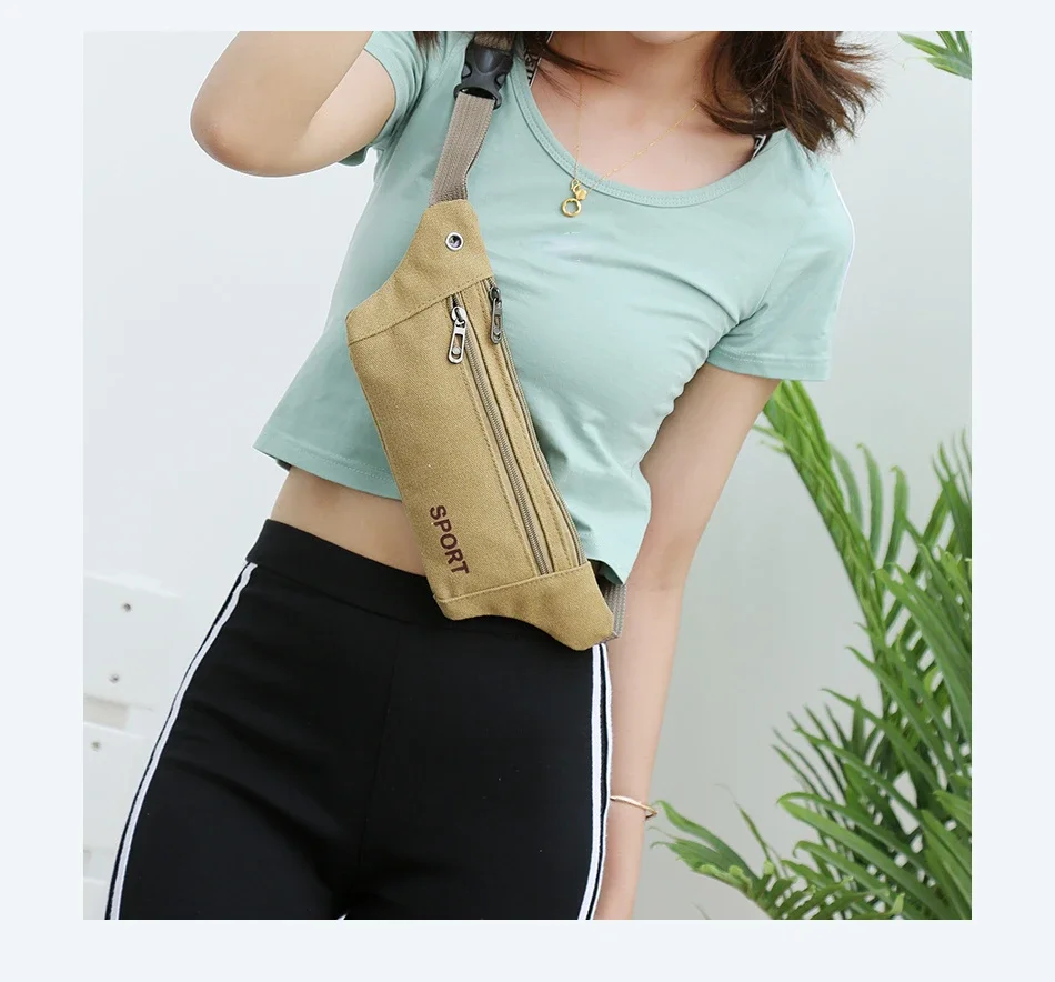 New Men Casual Durable Fanny Waist Pack Male Waist Bags Belt Canvas New Hip Bum Military Bag Pouch Three Zipper Pocket Purses