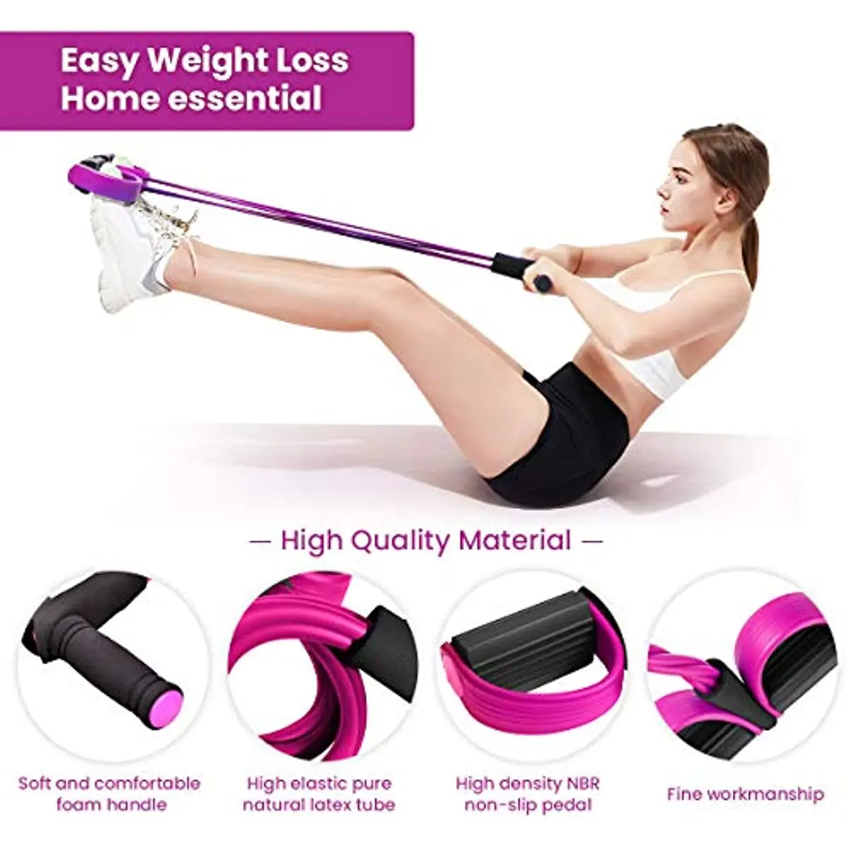 4 Resistanc Elastic Pull Ropes Exerciser Rower Belly Resistance Band Home Gym Sport Training Elastic Bands for Fitness Equipment