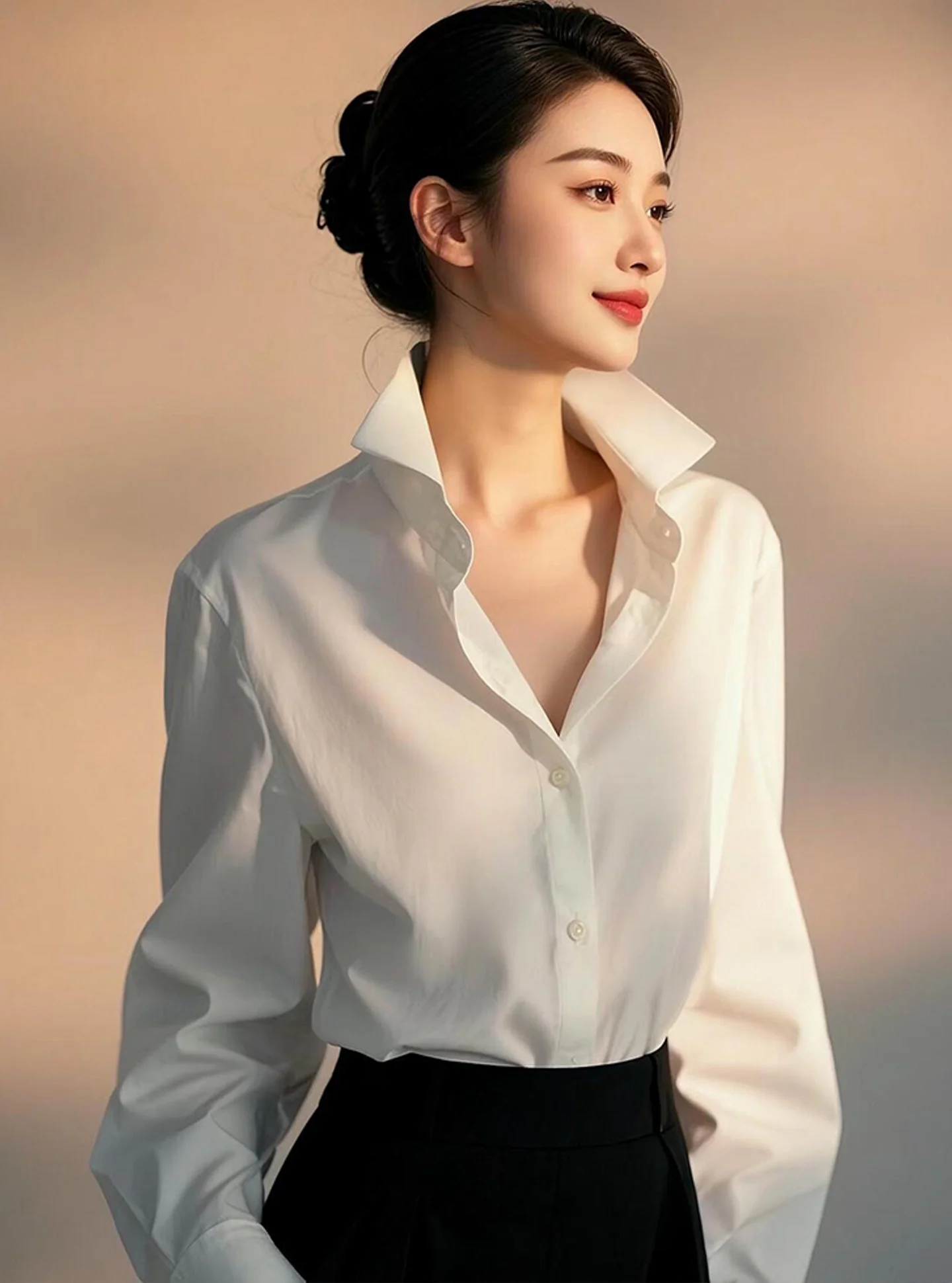 

Spring 2026 High-End European Faion White irt Unique Sle Luxury Sensation Age-Defng Trendy Women's Straight Cut irt