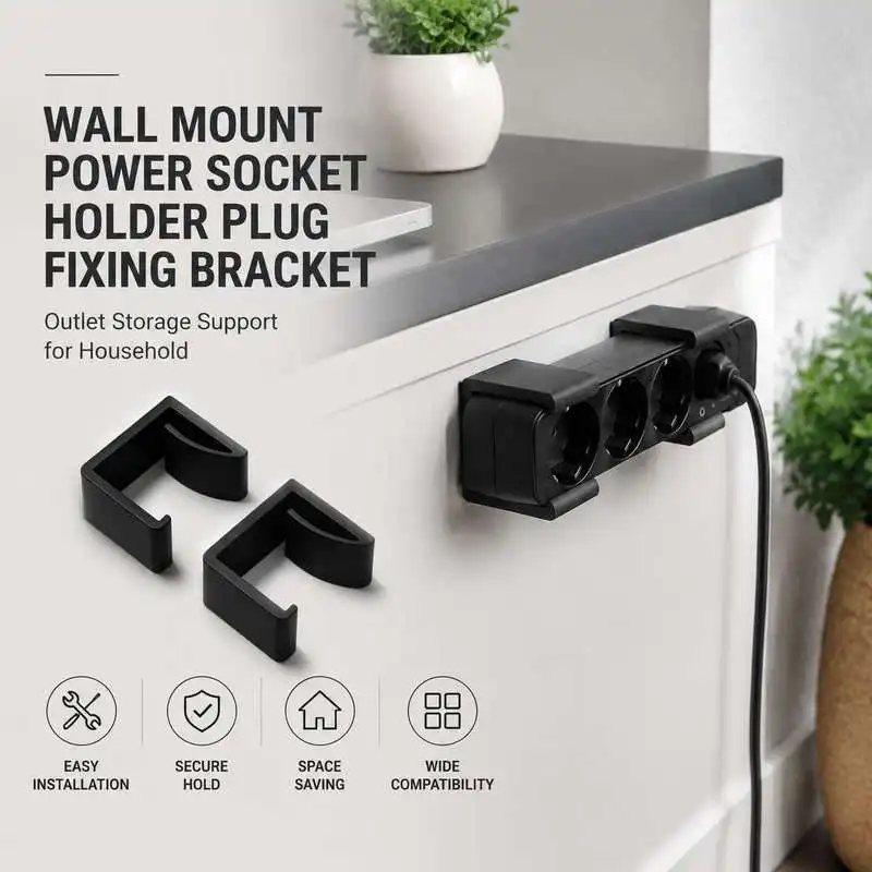 Wall Mount Power Socket Holder Plug Fixing Bracket Outlet Storage Support for Household