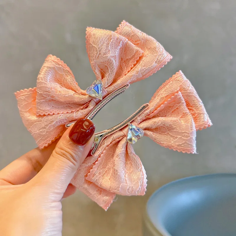 

2PCS New Fashion Lace Three-dimensional Bow Hair Clips Cute Gilr Hairpins Hair Accessories Barrettes Kid Headdress