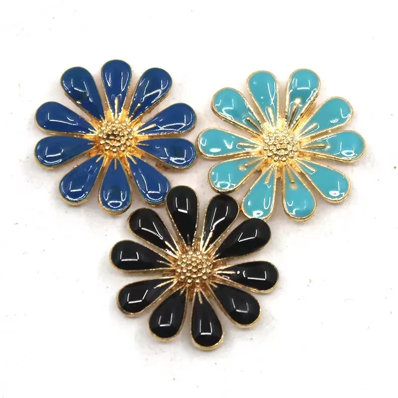 18MM Gold Alloy Dropped Oil Flower Pendant Clothing Accessories Wedding Party Invitation Decoration DIY Handicrafts