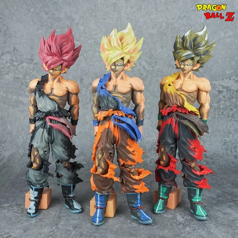 New Bandai 32cm Dragon Ball Anime Figures Goku Gohan Cartoon Battle Damage Edition Model Desktop Ornaments Toys Collectible Gift