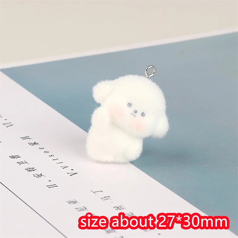 Winter style 40pcs/lot color Flocking effect cartoon dogs pet shape resin dolls beads diy jewelry garment pendant accessory