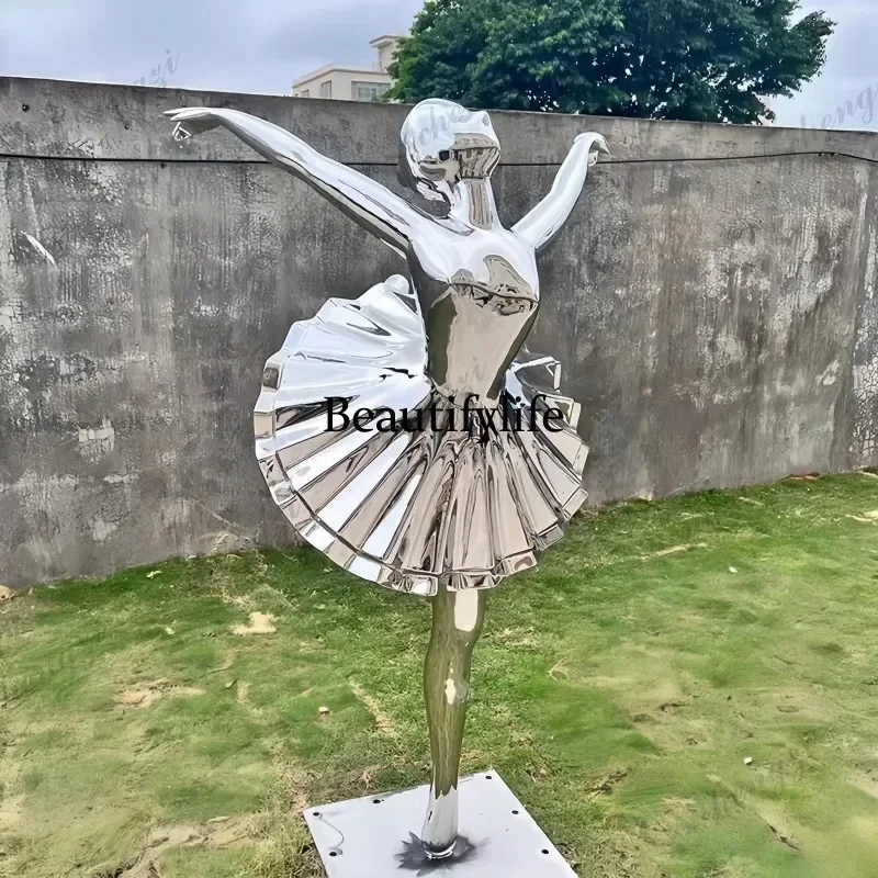 M138 TTT stainless steel Parisian dancing girl sculpture used display in gardens parks shopping malls and decoration villa handi