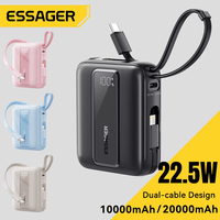 Essager 20000mAh Type C Cable Power Bank PD 22.5W Fast Charging Phone External Battery for Xiaomi iPhone 16 15 14 Samsung iPad