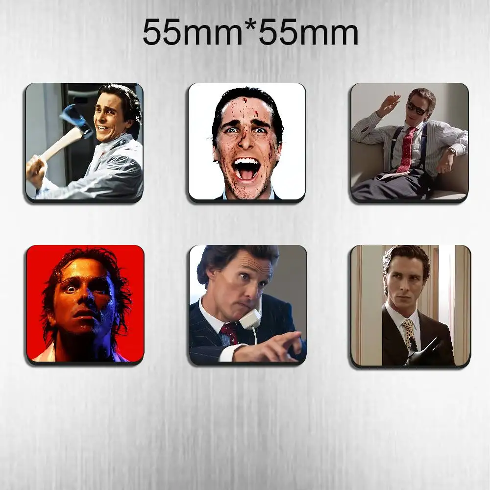 Patrick Bateman American Psycho Black Square Plastic Fridge Magnet, for Magnetic Sticker No Trace Left, Durable, Smooth Textured