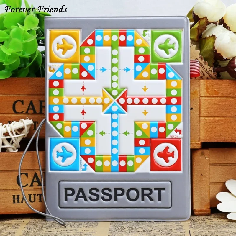 

New High quality 3D PU&PVC passport Cover , ID Credit Card Cover business Card -ID Holders for travel -Flying chess pattern