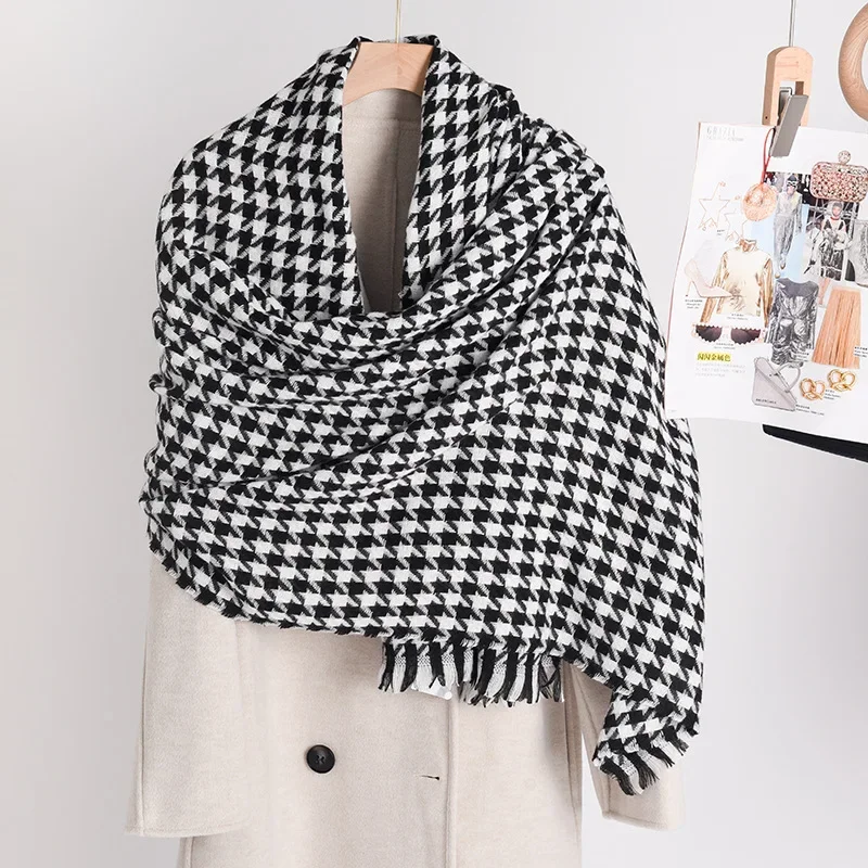 

Fashionable Women Print Winter Warm Knitted Scarf Outdoor Thickened Neckerchief Vintage Wraps Long Scarves Neck Cover T834