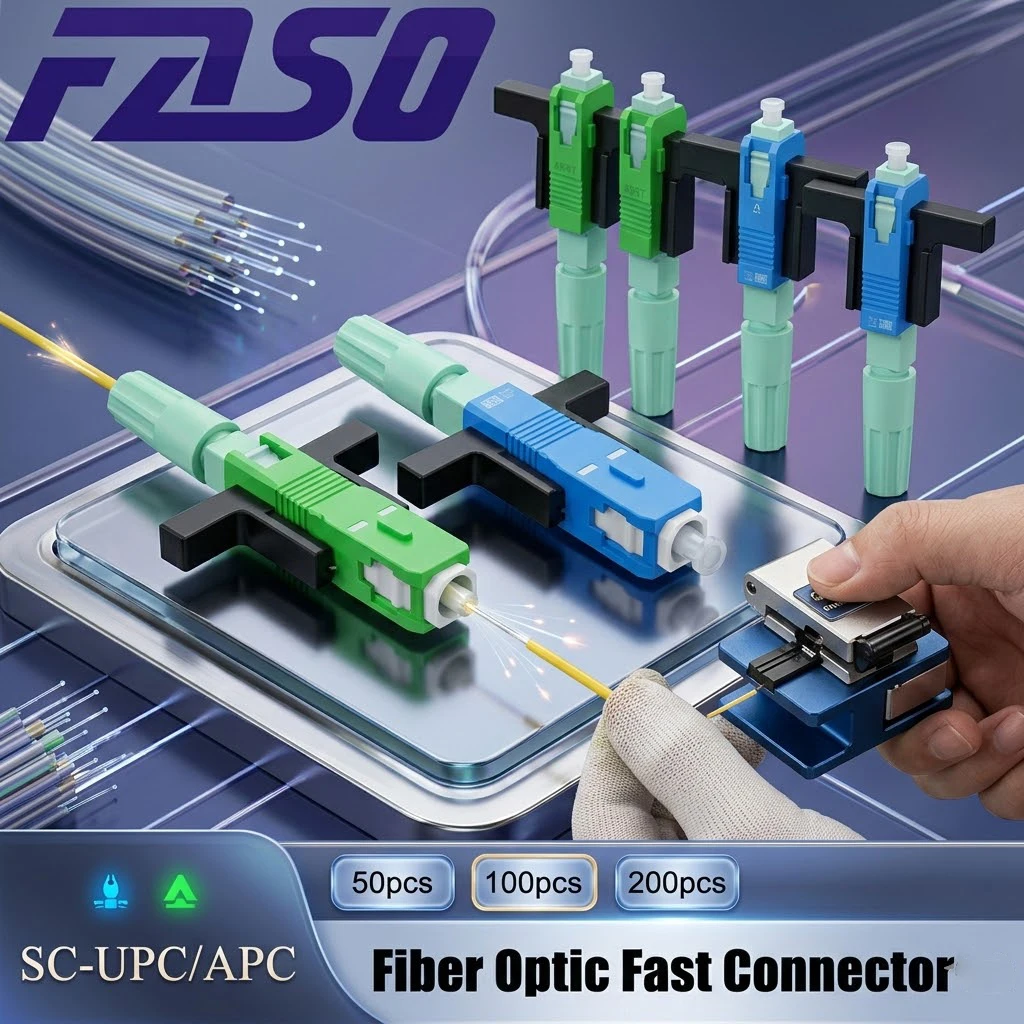 

10-50pcs SC APC Single-Mode Optical Fiber Connector FTTH Fiber Quick Connector Tool Fiber Optic Fast Connector