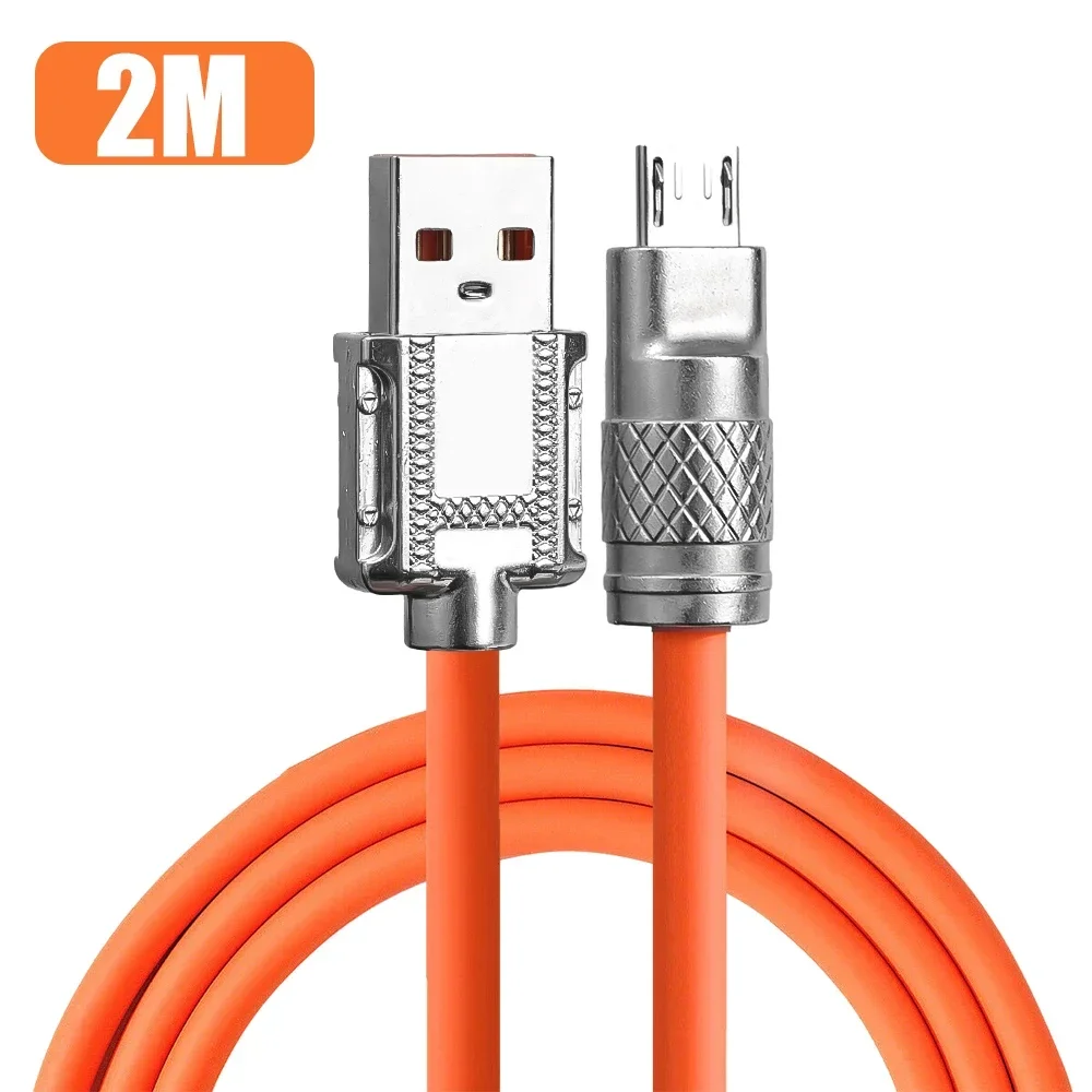 120W 6A Super Fast Android Charger Cable Liquid Silicone Micro USB Cables Universal Android Phone Fast Charging USB Cord Line