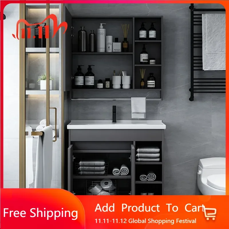 

Compact Floor Solid Wood Bathroom Cabinet Mirror Cabinet Bathroom Vanity Cabinet Organizer Service Gabinete Trendy Furniture