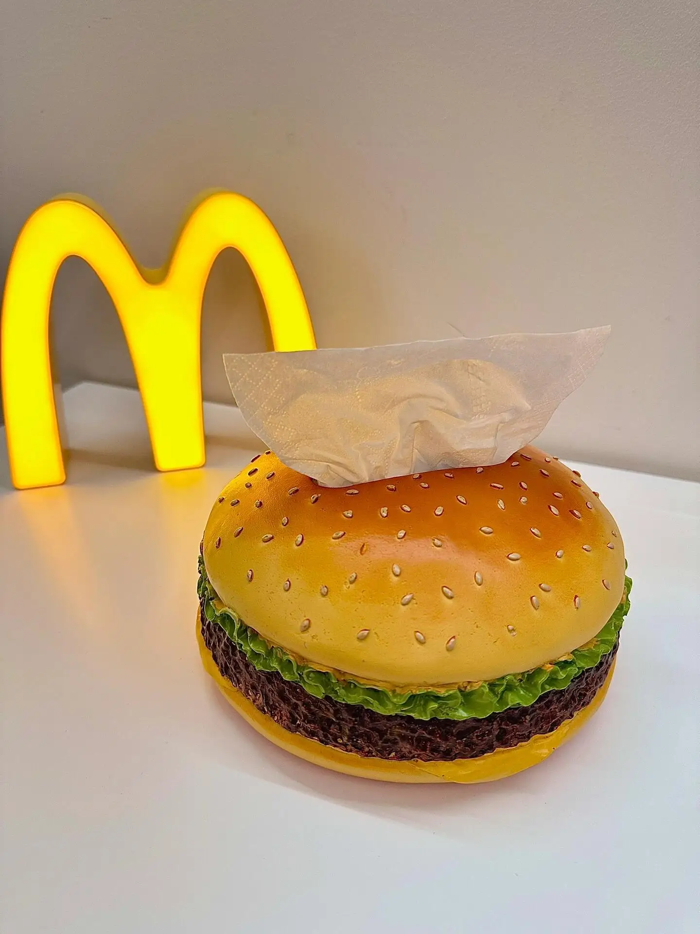 Taschentuchbox im Hamburger-Design, kreativer Kraftpapierhalter für Wohnzimmer, Dekor, lustiges Wohnaccessoire, Retro-Stil, Neuheitsgeschenk – Detail 5