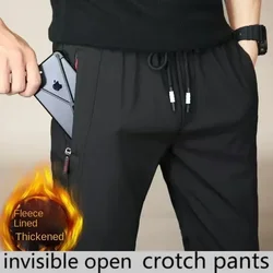 Pantalon à entrejambe ouvert pour homme, jogging à fermeture éclair invisible, droit, tout match, type ouvert, décontracté, automne, hiver