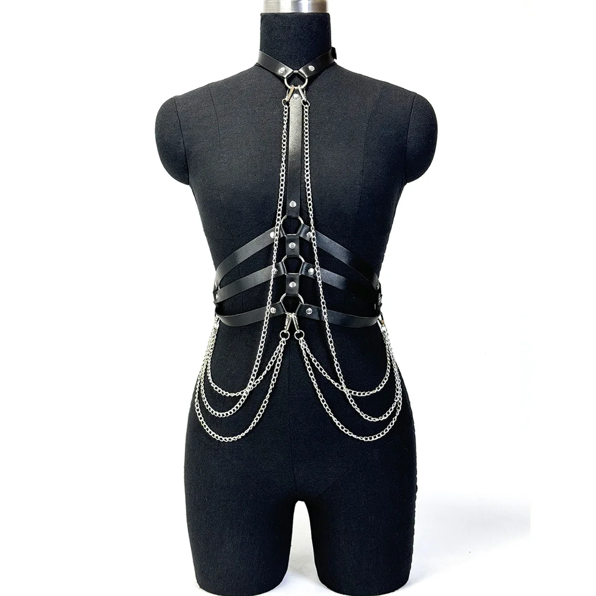 เข็มขัดหนัง PU สำหรับผู้หญิง สไตล์พังก์ แฟชั่นสตรีท สไตล์โกธิค  เครื่องประดับตกแต่งร่างกาย