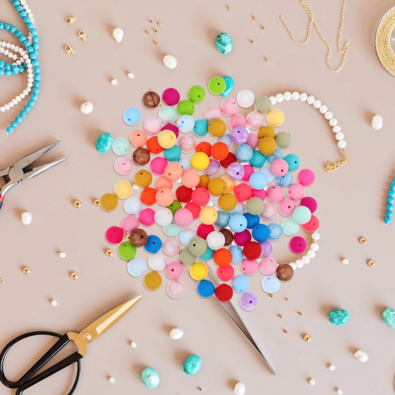 

120 шт. силиконовые бусины круглые прочные безопасные бусины DIY браслет ожерелье принадлежности для изготовления ювелирных изделий разделительная бусина силиконовые бусины подвески