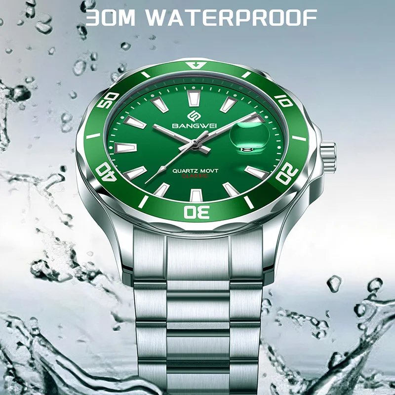 BANGWEI Top Brand Luxury Men Quartz Watch Waterproof Date Male Clock Stainless Steel Business Mens Watches Relogio Masculino+BOX