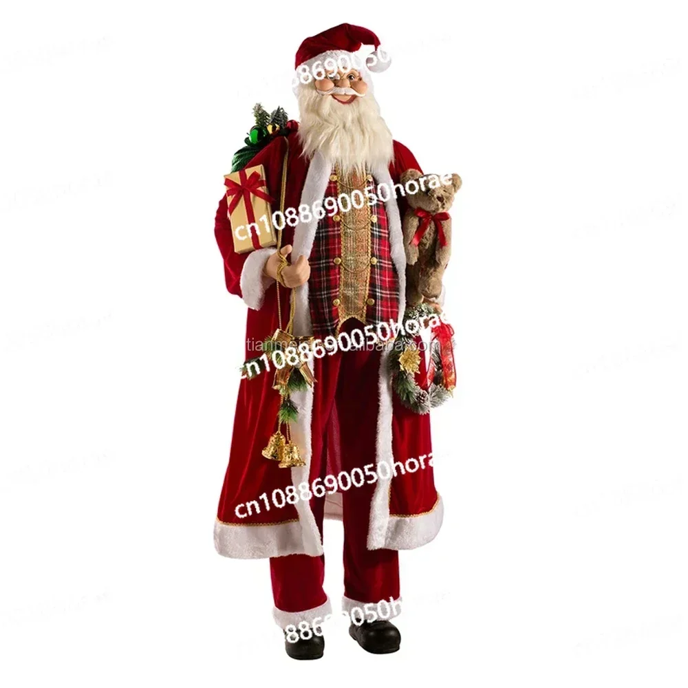 180cm Life Size Standing Santa Christmas Display Decoration Holding Presents Gift Bag Holiday Large Display Decoration for Home