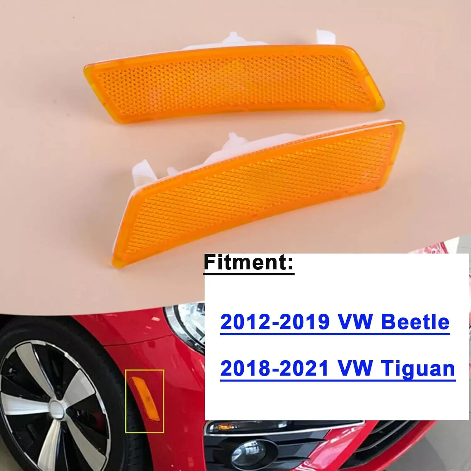 

2PCS Premium Grade Amber Yellow Lens Front Bumper Side Marker Light Housing for VW Beetle 2012-2019 Tiguan 2018-2021 Auto Parts